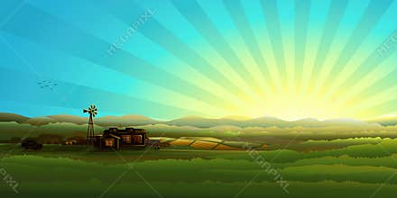 Countryside panorama in the morning