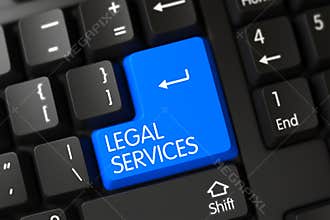 Legal Services CloseUp of Blue Keyboard Keypad. 3D.
