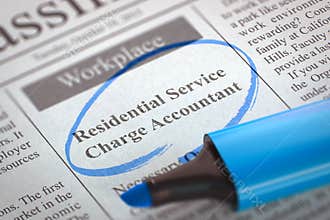 We're Hiring Residential Service Charge Accountant. 3D.
