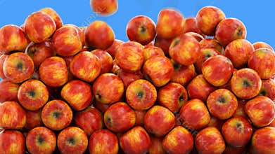Fresh apples falling. Food concept. Slow motion. Isolate with alpha