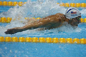 Olympic champion Michael Phelps of United States swimming the Men's 200m butterfly at Rio 2016 Olympic Games