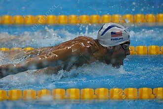 Olympic champion Michael Phelps of United States swimming the Men's 200m butterfly at Rio 2016 Olympic Games