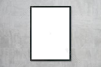 Mock up blank frame hanging on wall in room
