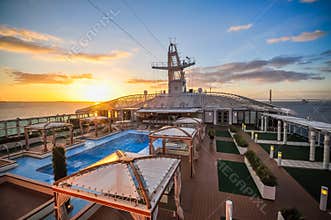 Sunset view from the top of a cruise ship