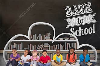 Composite image of elementary pupils reading books