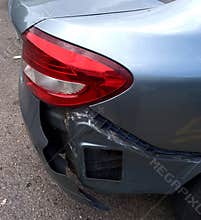 A damaged car bumper