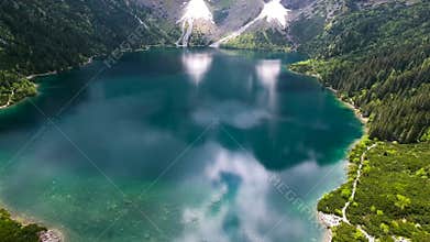 Beautiful mountain lake with waterfals