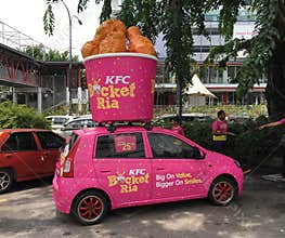 Car advertisement in Bright Attractive Pink Colour