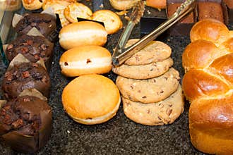 French pastries on display a confectionery shop in France