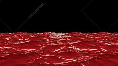 Seamless Alpha transparent background 3d Animation red sea wave and ripple moving movement in 4k ultra hd