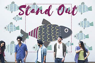 Individuality Unique Different Fish Graphic Concept