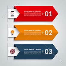 Arrow infographic options banner. Vector template with 3 steps