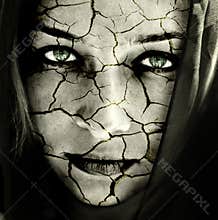 Face of sad woman with cracked dry skin