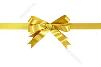Gold bow gift ribbon straight horizontal