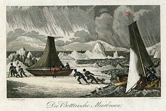 Ship and Icebergs gulf of Bothnia, Scandinavia