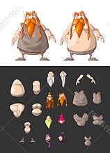 Set of interchangeable dwarf body parts
