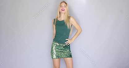 Happy and crazy beautiful young woman dancing