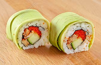 Maki Sushi Roll with Eel and Avocado