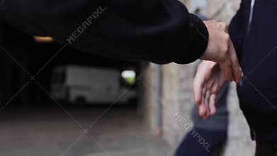 Addict buying dose from drug dealer on street 18