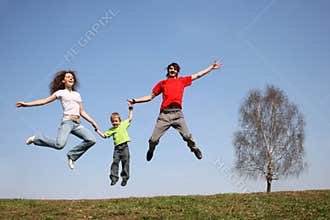 Jumping family. spring.