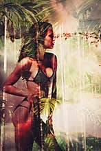 Bikini body double exposure