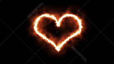 A Heart Symbol Lighting up and Burning in Flames