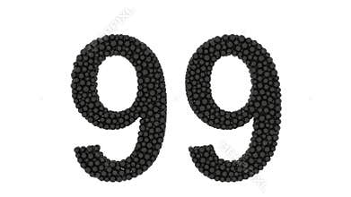 Small black balls forming the number 99
