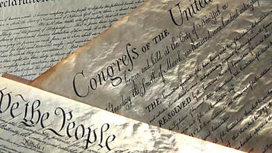 4k United States Bill of Rights Preamble to the Constitution and American Flag