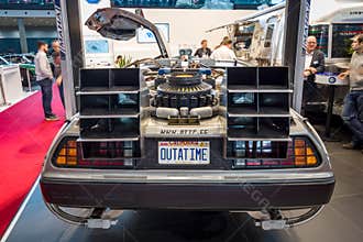 The DeLorean time machine Back to the Future franchise based on a DeLorean DMC-12 sports car.