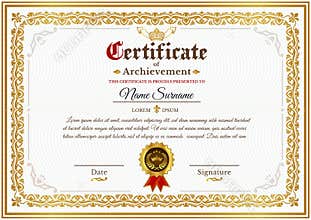 Vector certificate template with golden vintage ornament