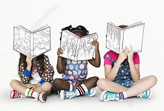 Little Children Reading Story Books