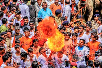People performing during holy festival in india