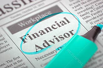 Now Hiring Financial Advisor. 3D.