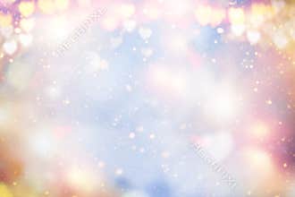 Holiday abstract pastel glowing blurred background blur, bokeh. Valentine Hearts.