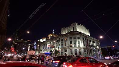 Night, traffic near Palace of Fine Arts Palacio de Bellas Artes