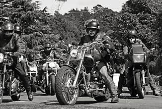 Hundreds of bikers of bikie gang arrive funeral fallen brother friend