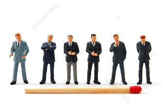 Business man and matches on white