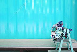 Various of blue flowers with modern background.Minimalist