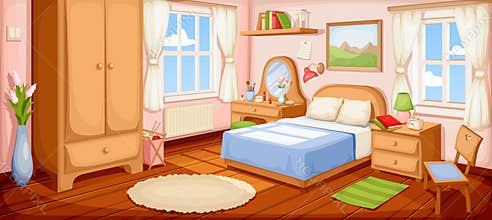 Bedroom interior. Vector illustration.