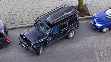 Top shot of parallel parking