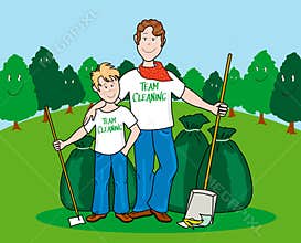 Team cleaning