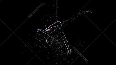 Silhouette of a girl strippers spinning on pylon. Computer drawing