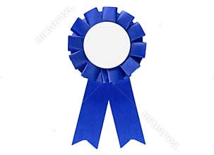 Blue ribbon award tag for sales, sports, retail to display best