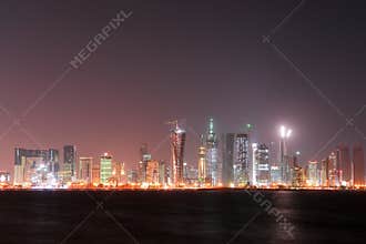 Doha - Qatar - night scene west bay