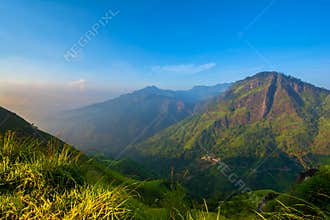 Beautiful sunrise at little Adams peak in Ella, Sri Lanka