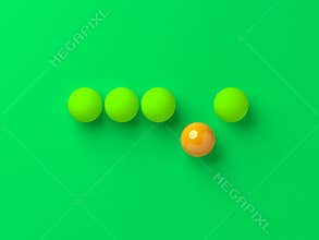 Unique single orange ball.