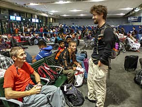 Travelers Waiting at Dubai International Airport Terminal