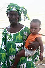 African woman with baby