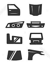 Car body parts icon set