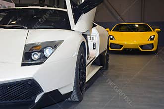 Sports cars at motor show